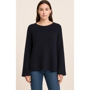 Naked Cashmere Blue Rib Bell Sleeve Cashmere Sweater Womens XS